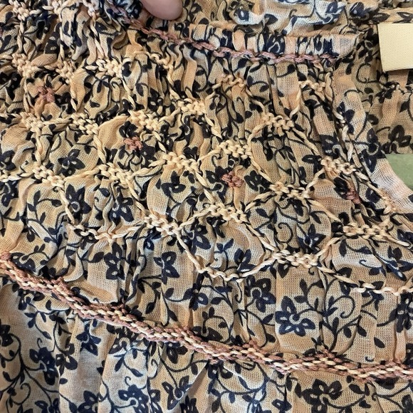 J. JILL Sz M Peasant‎ 100% Cotton Blouse Top Smocked Cottagecore Embroidered - Picture 4 of 7